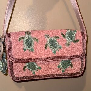 Pink Beaded Turtle Shoulder Bag